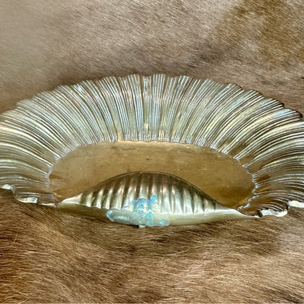 Vintage Shell-Shaped Metal brass dish